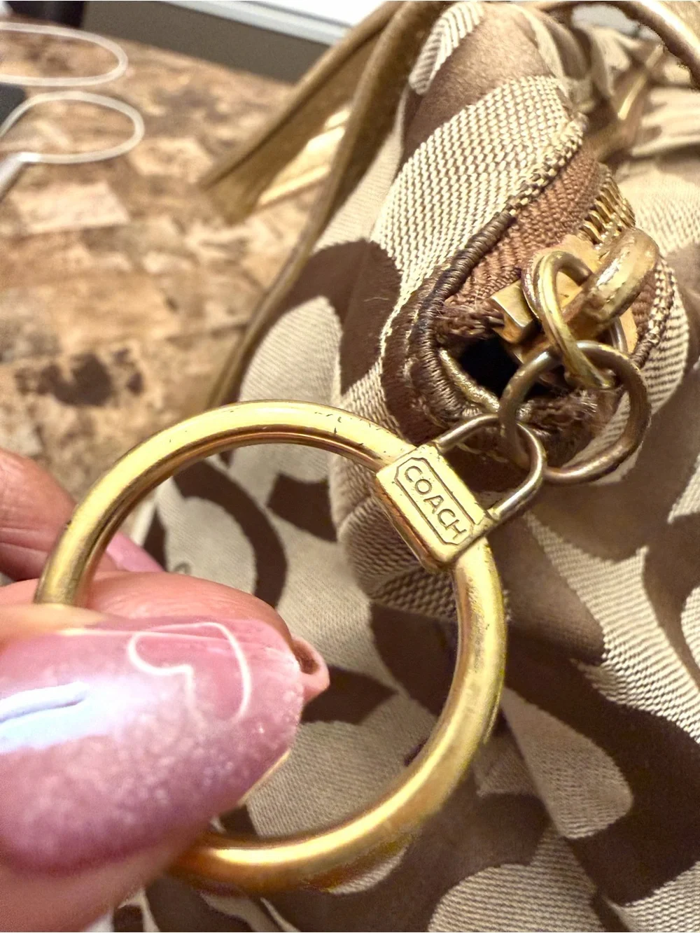 Coach POPPY Tan and Gold Signature Canvas Tote